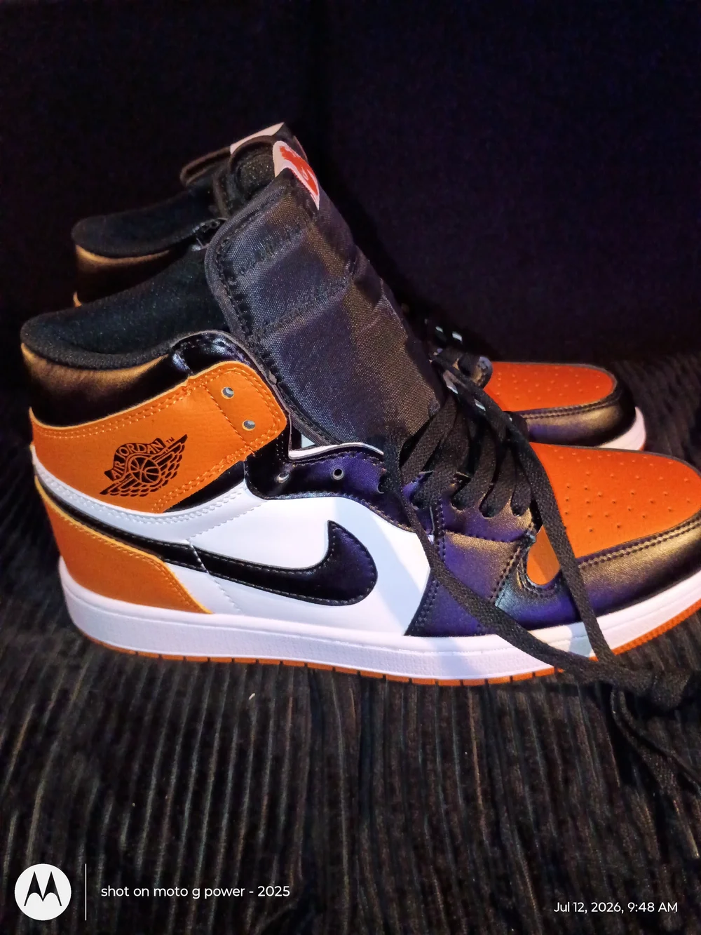 Nike Jordan 1s Air High-Top Sneakers in Black & Orange